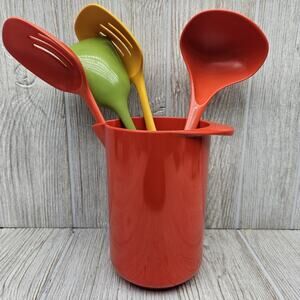 Vtg Rosti Denmark Melamine Utensil Pitcher Set Heiner Boberg Ladle Spoons MCM